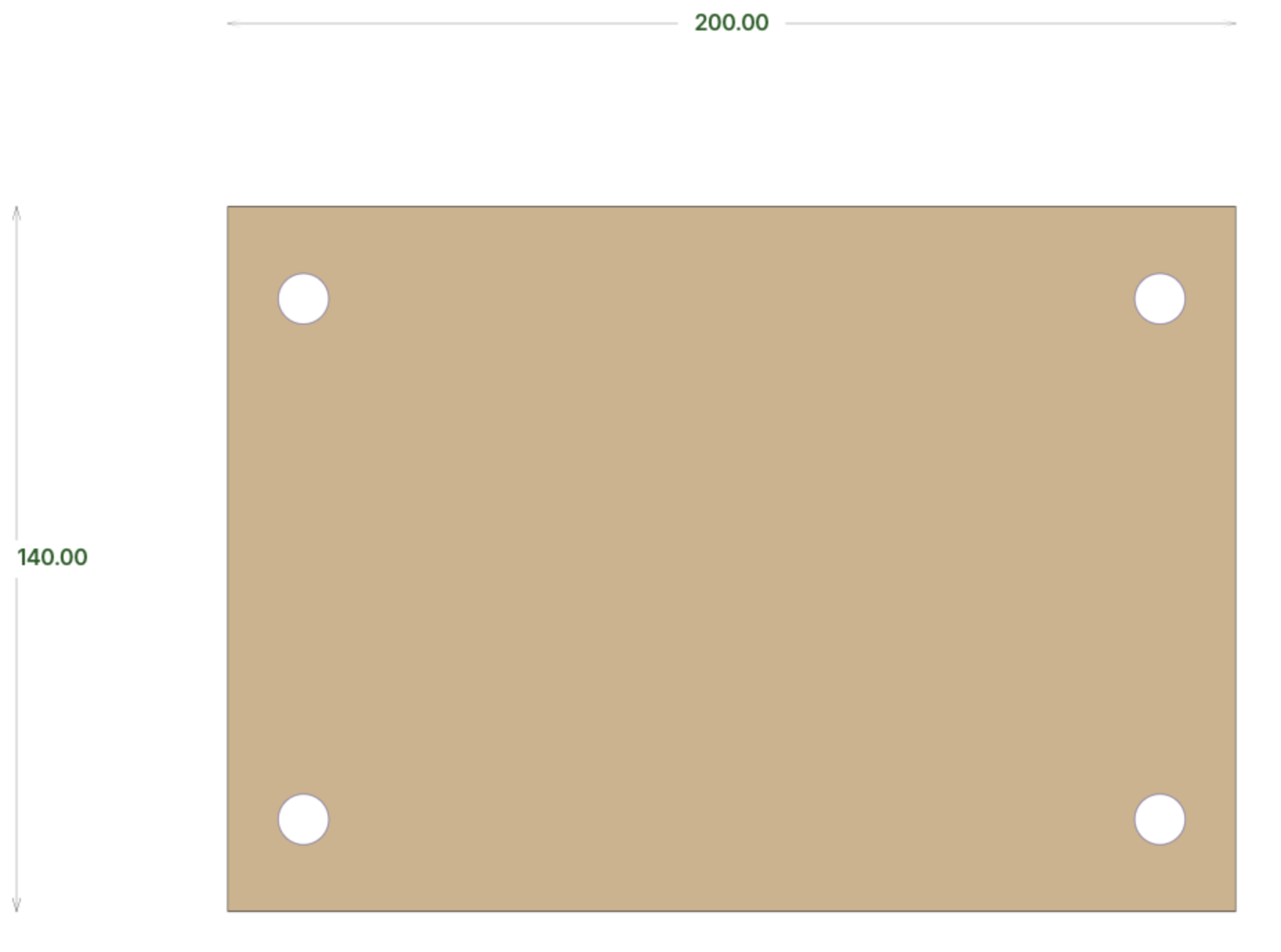 2D view of an MDF part in NevrCut's Forge drawing tool