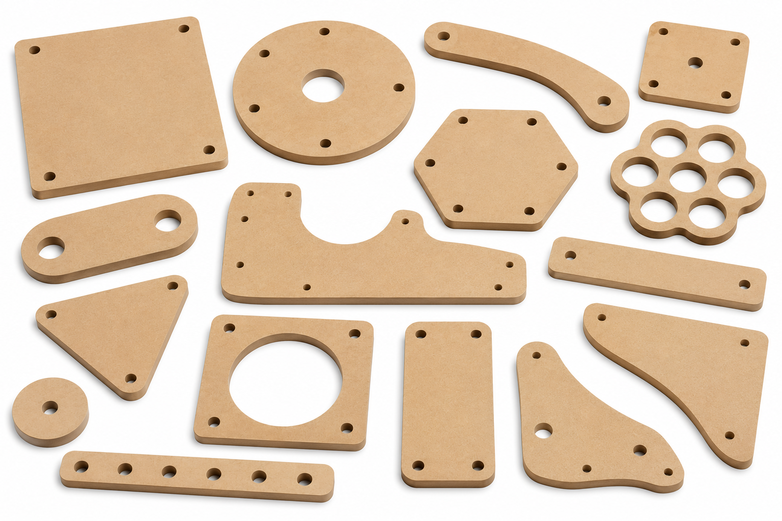 MDF parts in various shapes